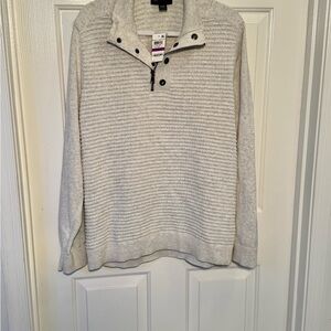 INC International Concepts Light Gray Ribbed Quarter-Zip Pullover